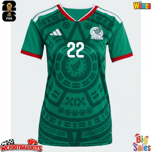 Mexico Hirving Lozano #22 Replica Home Stadium Shirt for Women World Cup 2026 Short Sleeve